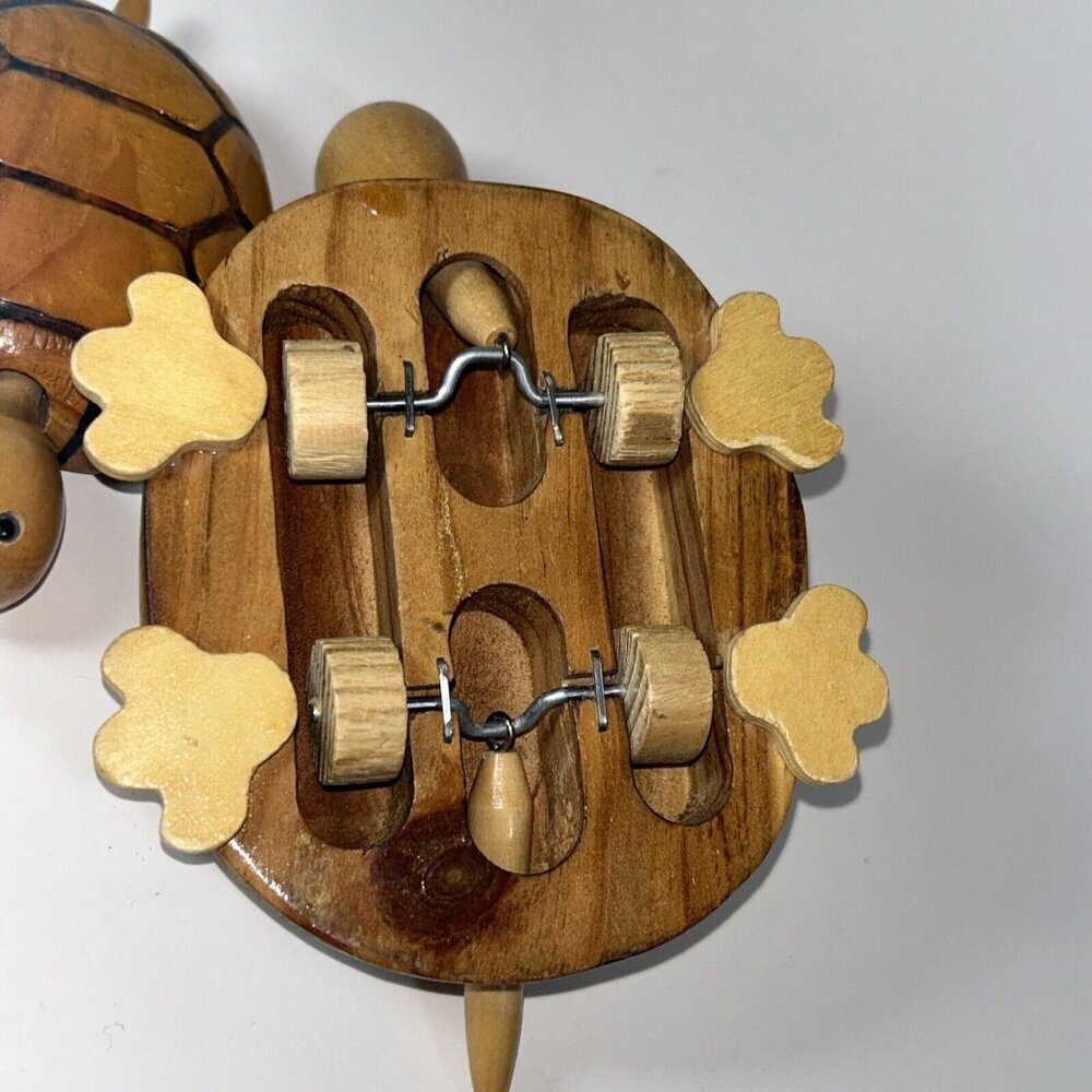 Wooden Turtle With Wheels and Moving Head & Tail And Baby - Great Toy - Bahamas - Picture 7 of 7